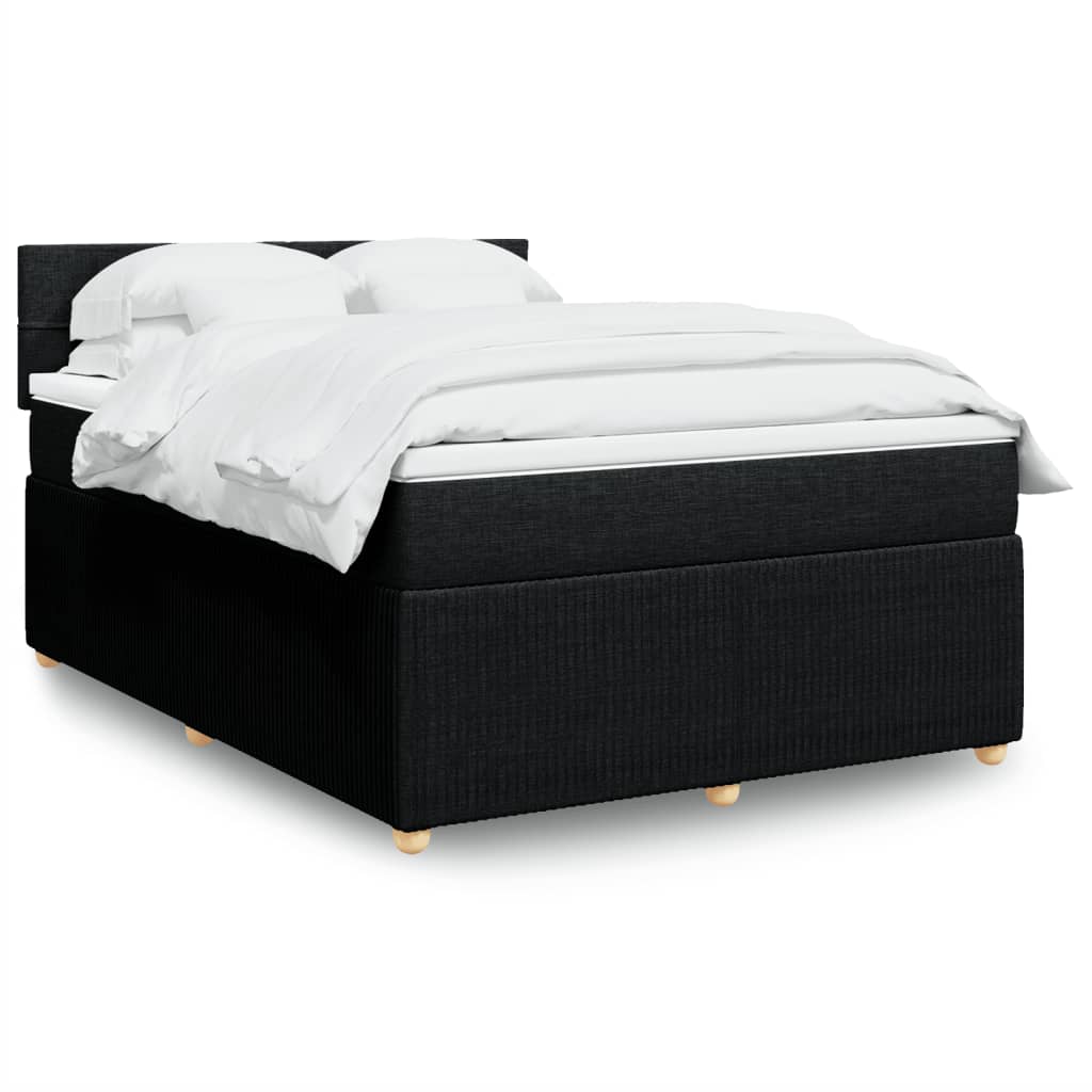 Boxspring met matras stof zwart 140x200 cm
