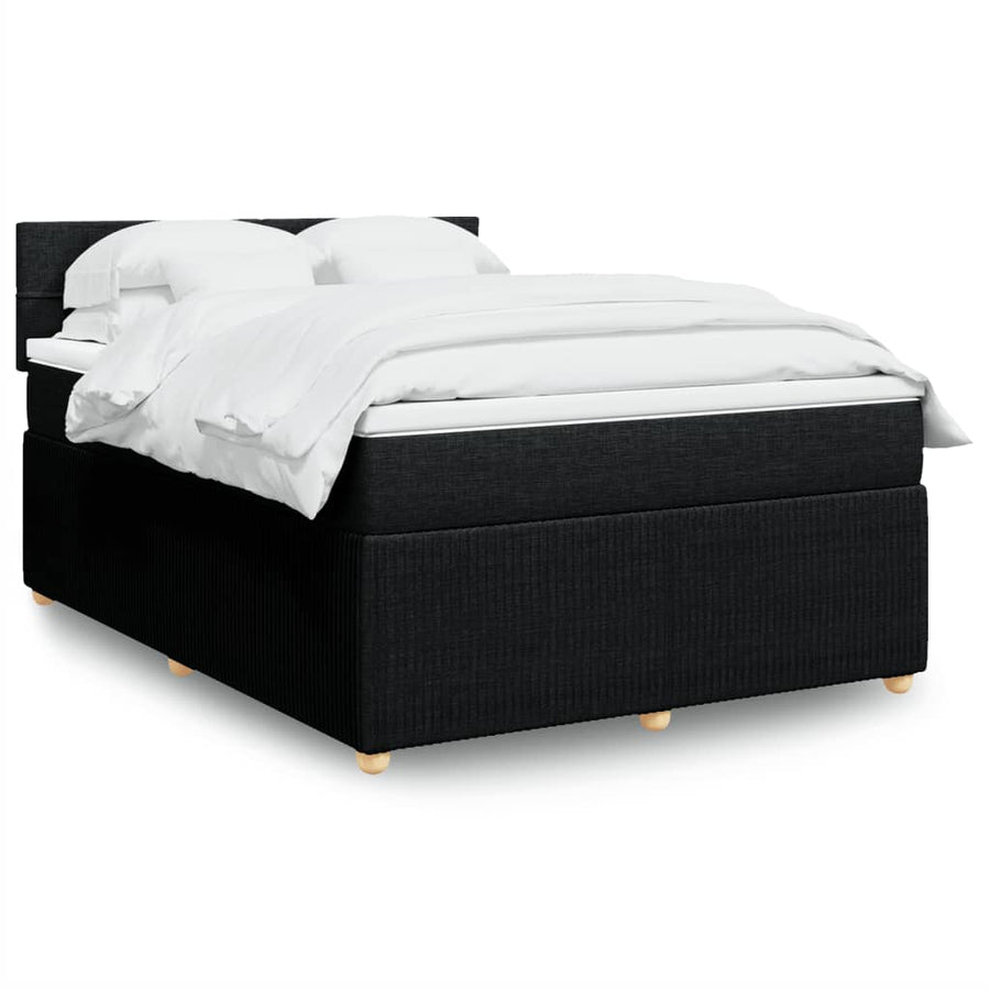 Boxspring met matras stof zwart 140x200 cm