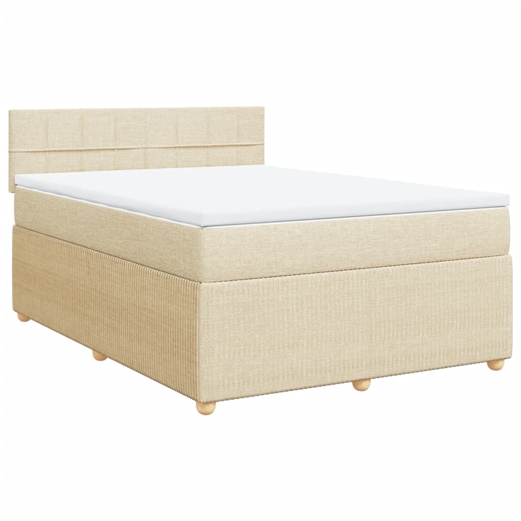 Boxspring met matras stof crèmekleurig 140x200 cm