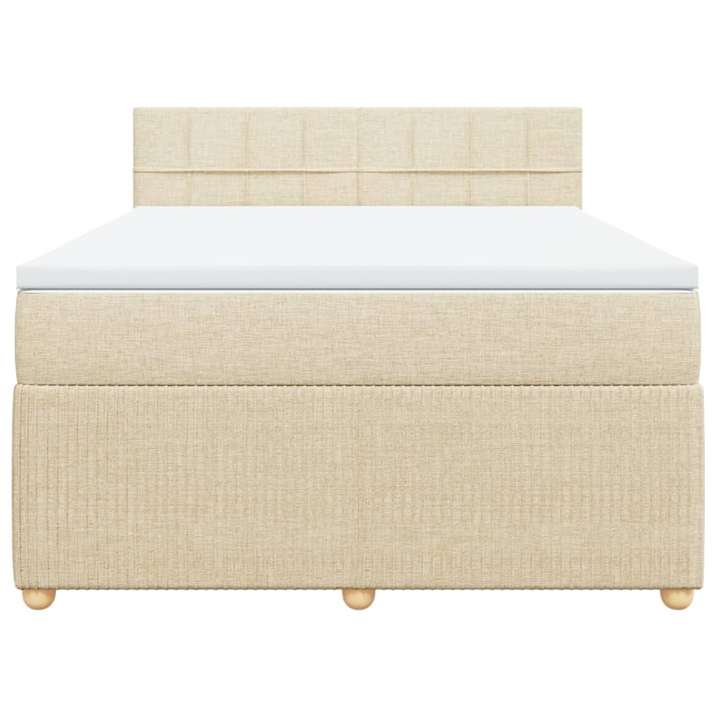 Boxspring met matras stof crèmekleurig 140x200 cm