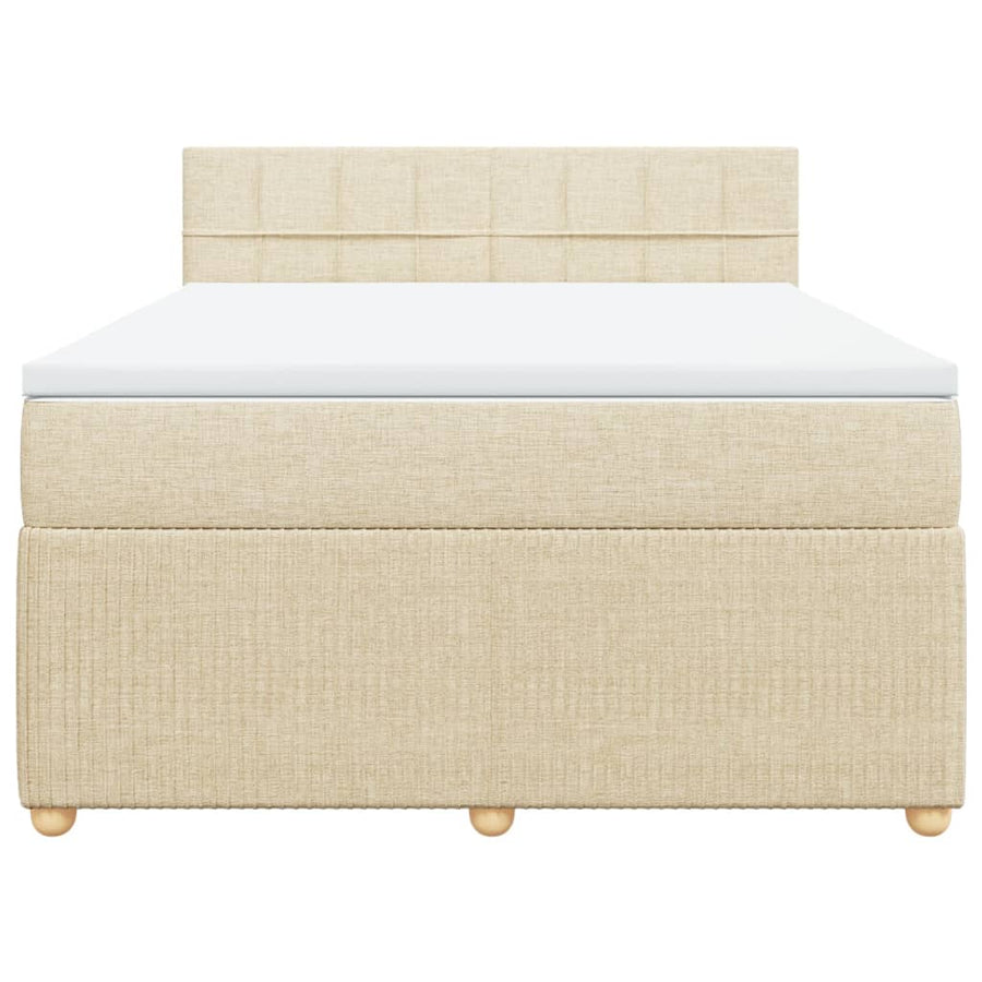 Boxspring met matras stof crèmekleurig 140x200 cm