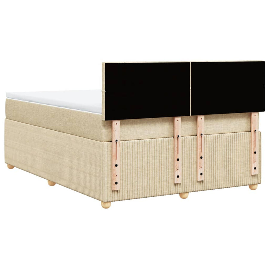 Boxspring met matras stof crèmekleurig 140x200 cm