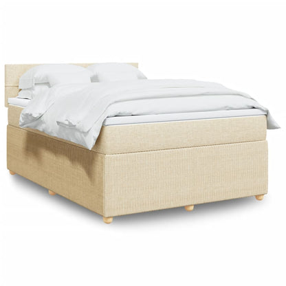 Boxspring met matras stof crèmekleurig 140x200 cm