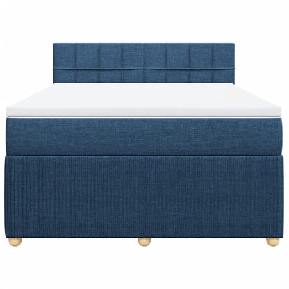 Boxspring met matras stof blauw 140x200 cm
