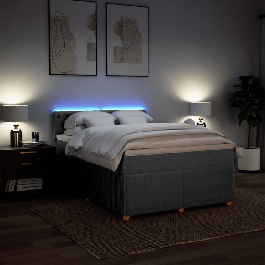 Boxspring met matras stof lichtgrijs 140x200 cm