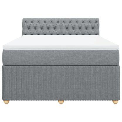 Boxspring met matras stof lichtgrijs 140x200 cm