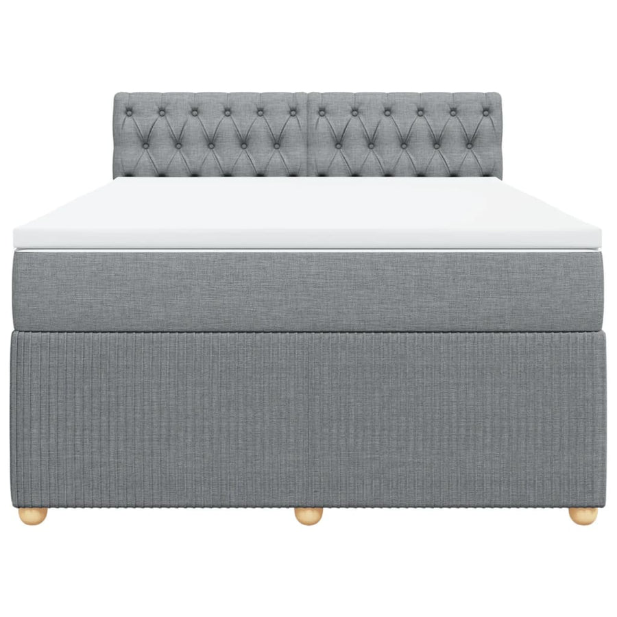 Boxspring met matras stof lichtgrijs 140x200 cm