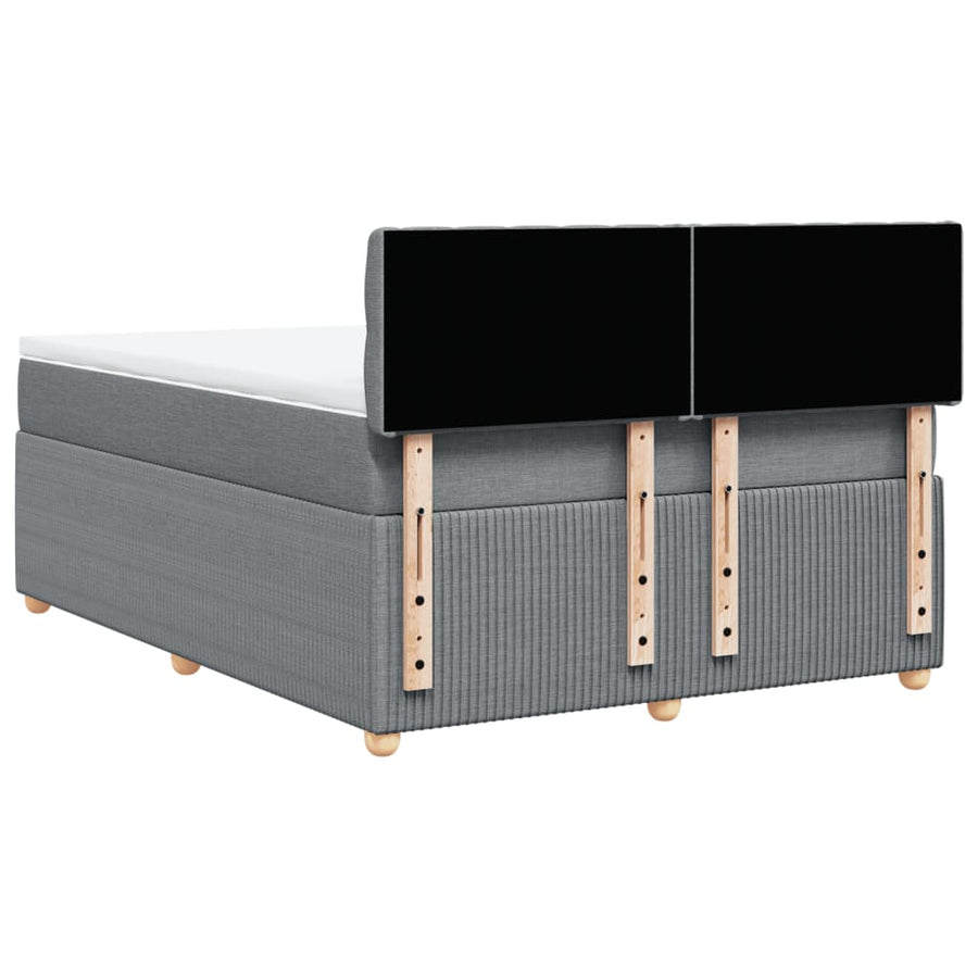 Boxspring met matras stof lichtgrijs 140x200 cm