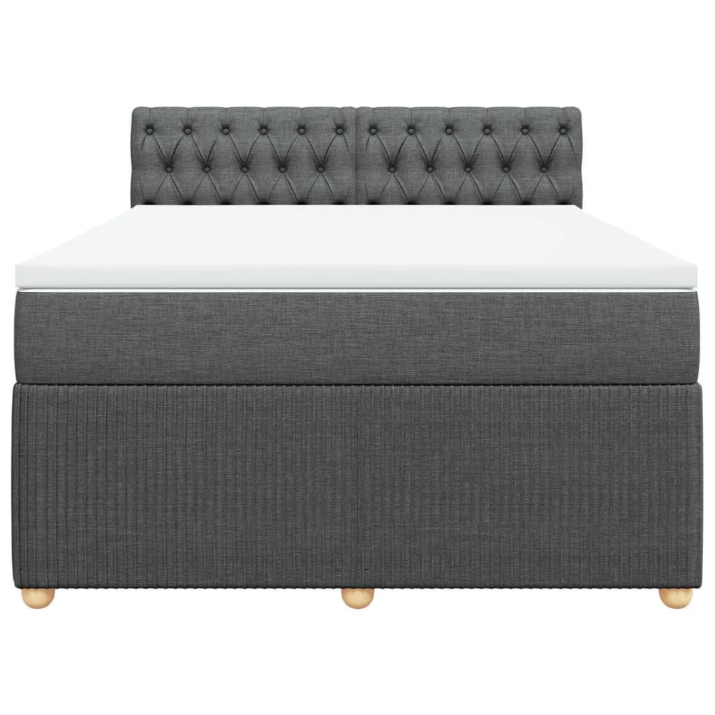 Boxspring met matras stof donkergrijs 140x200 cm
