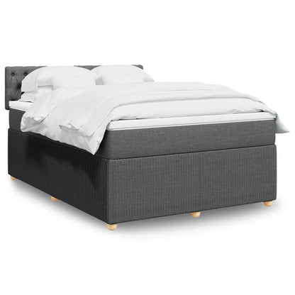 Boxspring met matras stof donkergrijs 140x200 cm