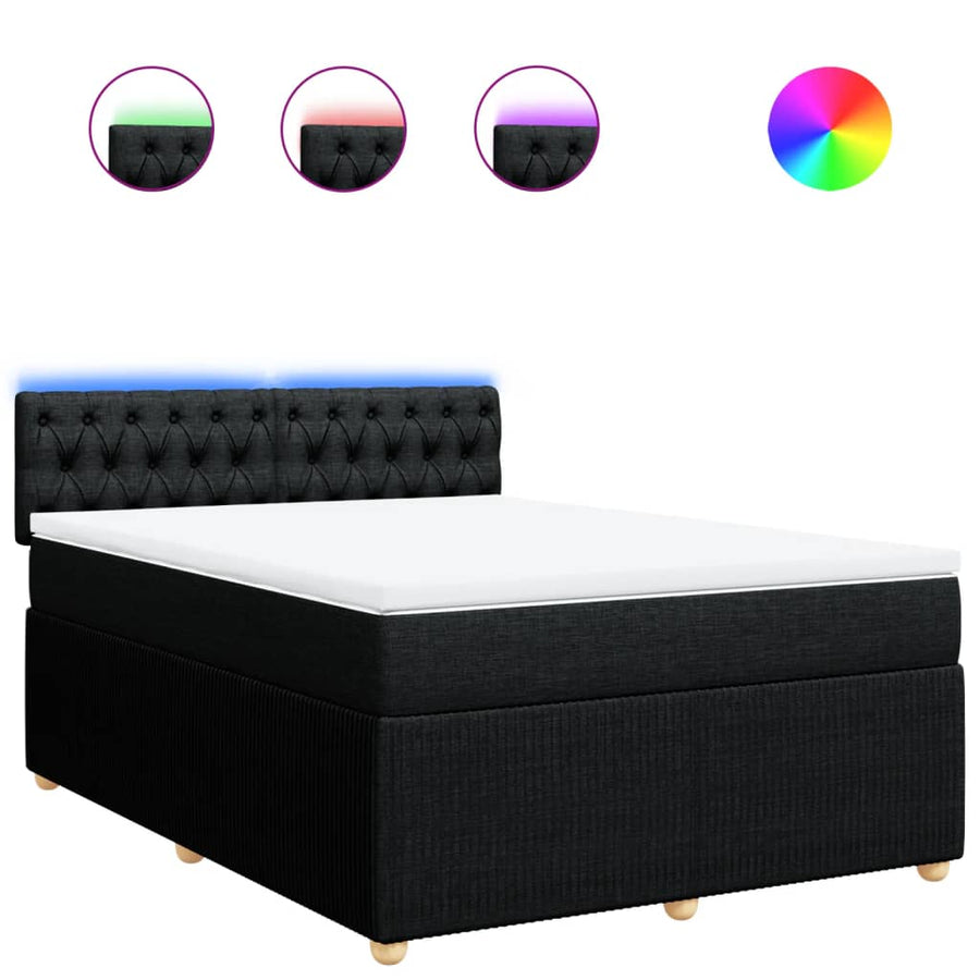 Boxspring met matras stof zwart 140x200 cm
