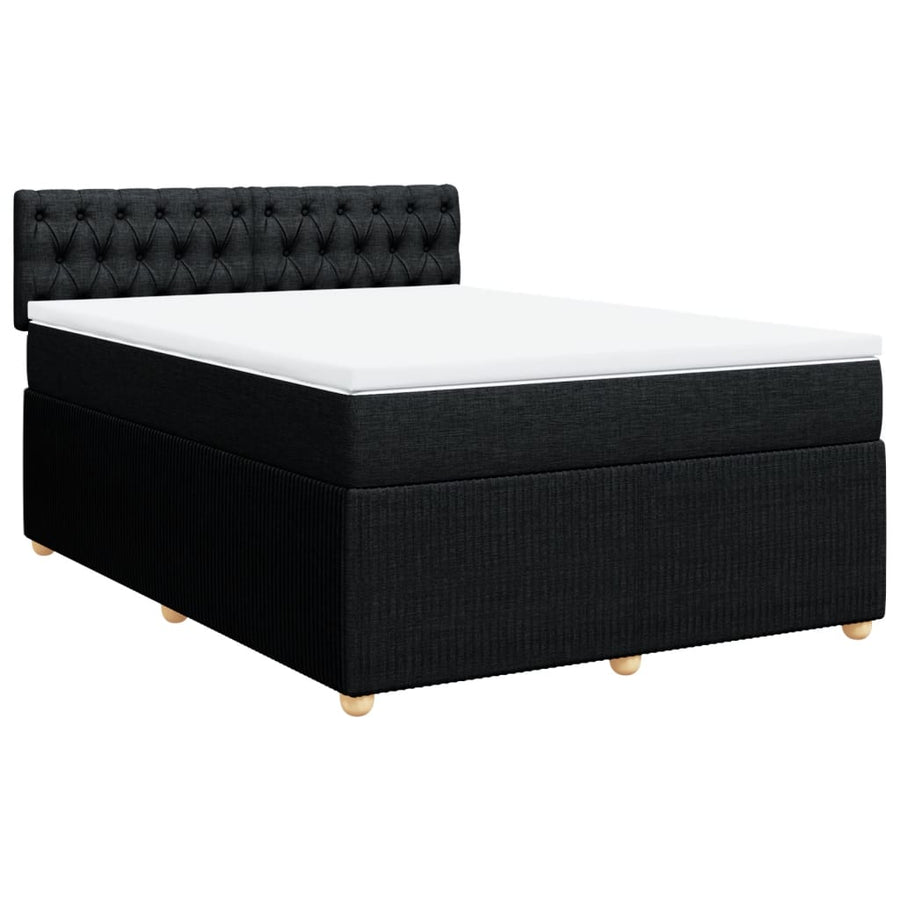 Boxspring met matras stof zwart 140x200 cm