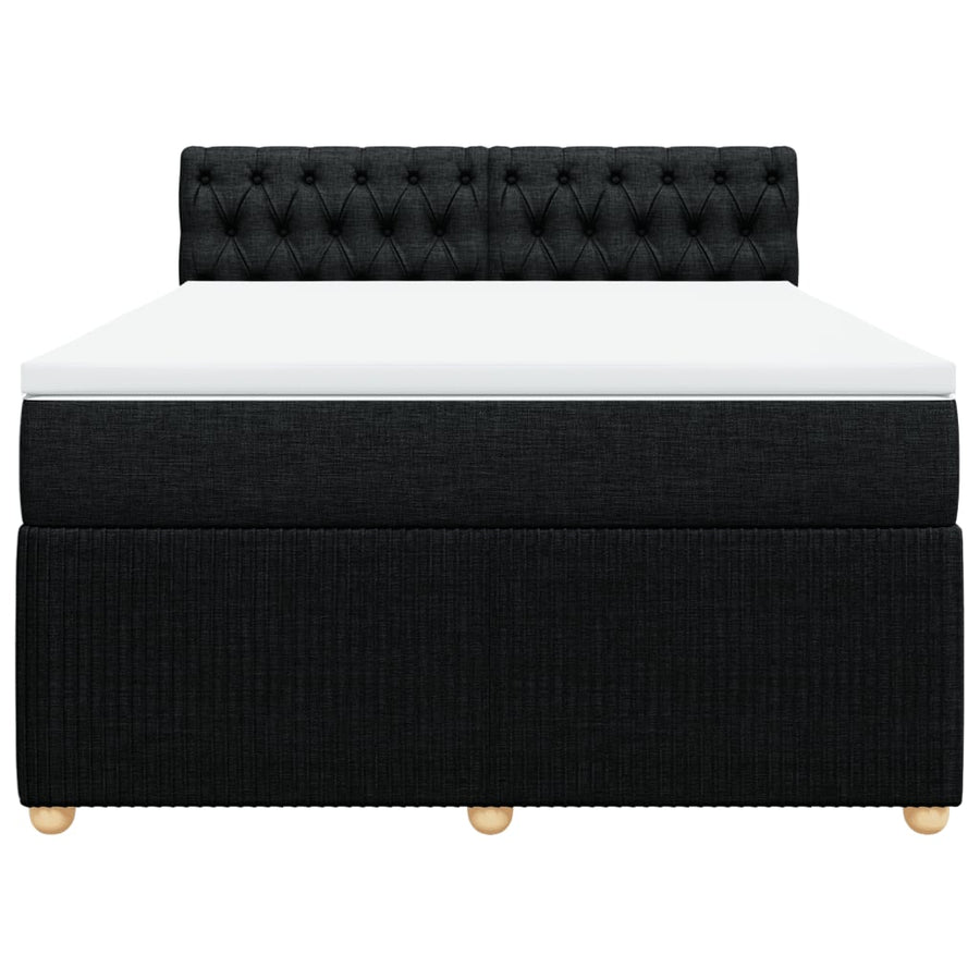 Boxspring met matras stof zwart 140x200 cm