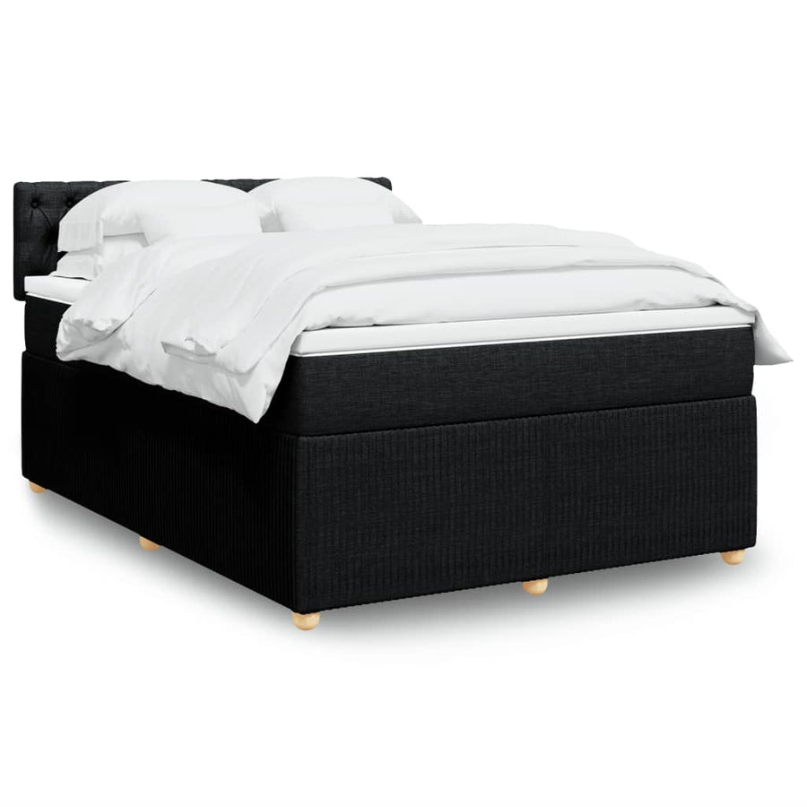 Boxspring met matras stof zwart 140x200 cm