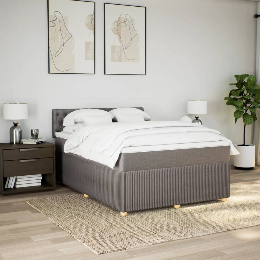Boxspring met matras stof taupe 140x200 cm
