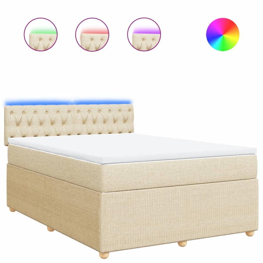 Boxspring met matras stof crèmekleurig 140x200 cm
