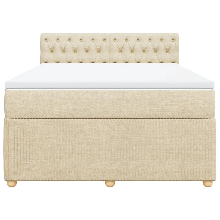 Boxspring met matras stof crèmekleurig 140x200 cm