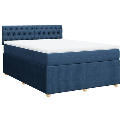 Boxspring met matras stof blauw 140x200 cm