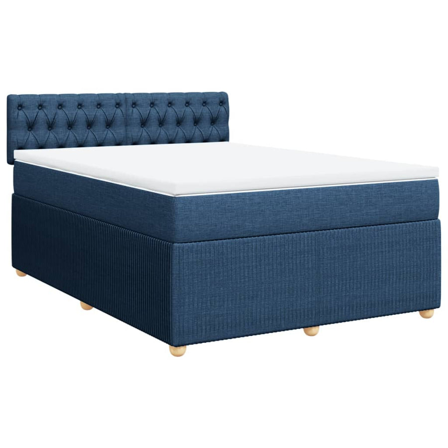 Boxspring met matras stof blauw 140x200 cm