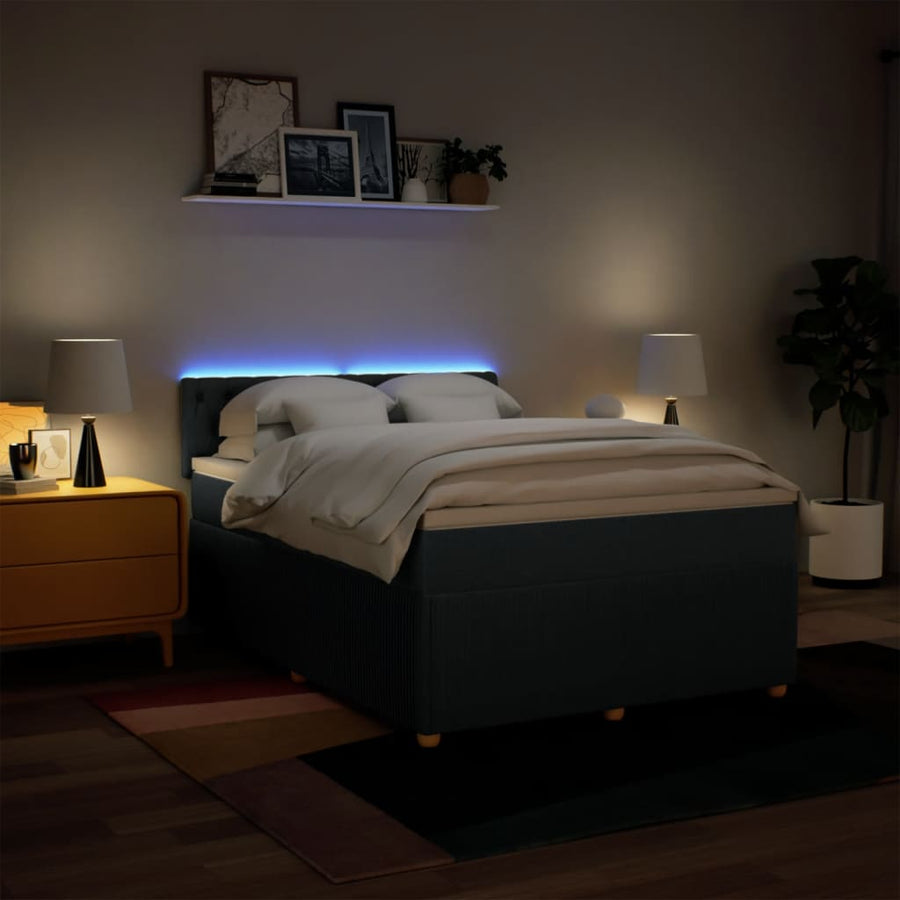 Boxspring met matras stof blauw 140x200 cm