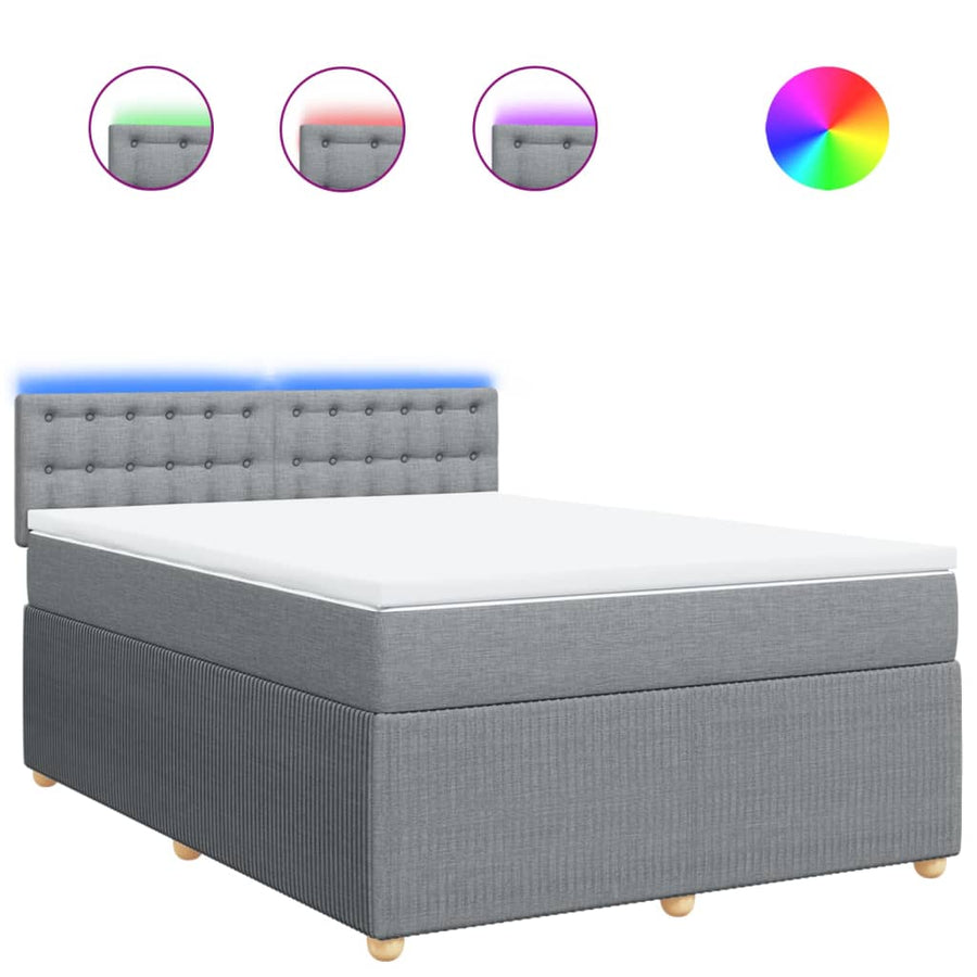 Boxspring met matras stof lichtgrijs 140x200 cm