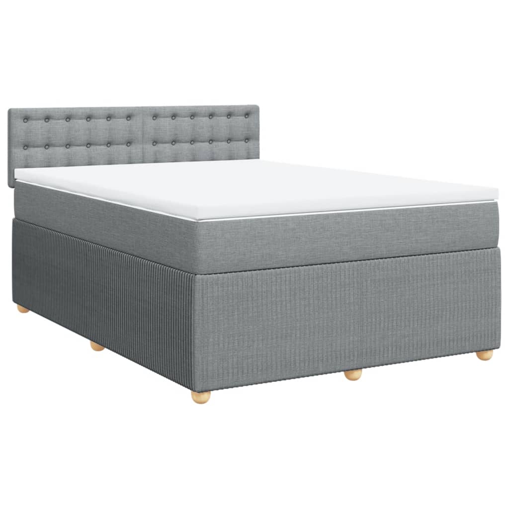 Boxspring met matras stof lichtgrijs 140x200 cm