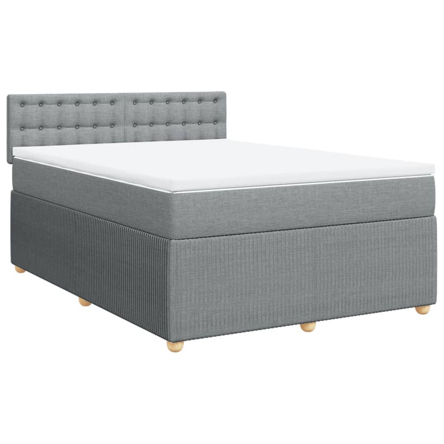 Boxspring met matras stof lichtgrijs 140x200 cm