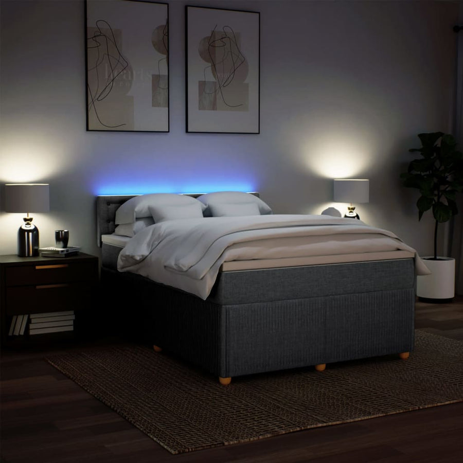 Boxspring met matras stof lichtgrijs 140x200 cm