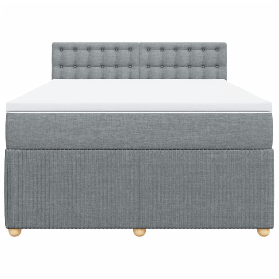 Boxspring met matras stof lichtgrijs 140x200 cm