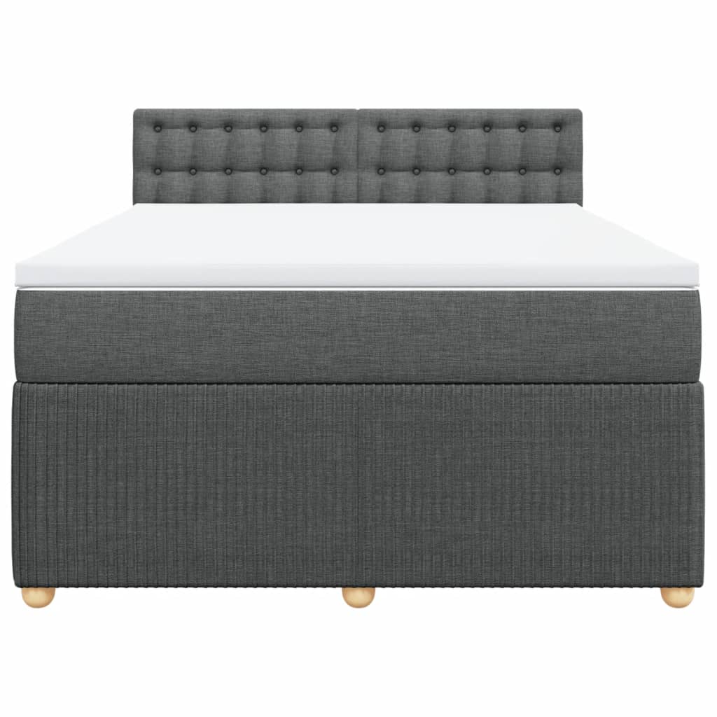 Boxspring met matras stof donkergrijs 140x200 cm