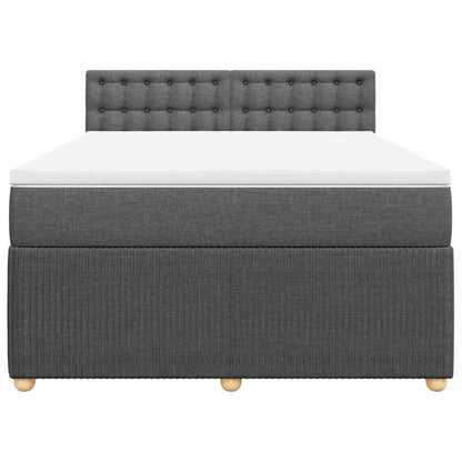 Boxspring met matras stof donkergrijs 140x200 cm
