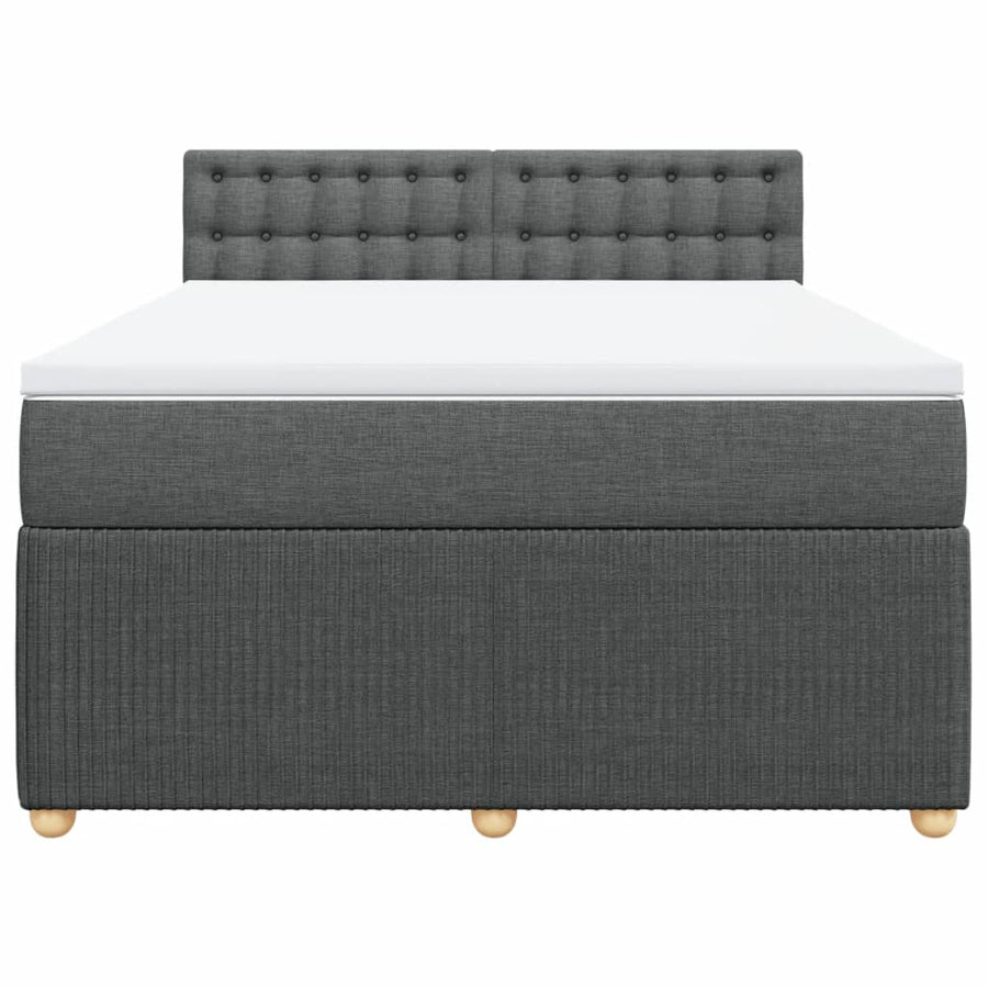 Boxspring met matras stof donkergrijs 140x200 cm
