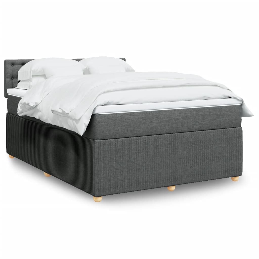 Boxspring met matras stof donkergrijs 140x200 cm