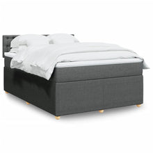 Boxspring met matras stof donkergrijs 140x200 cm