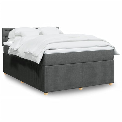 Boxspring met matras stof donkergrijs 140x200 cm