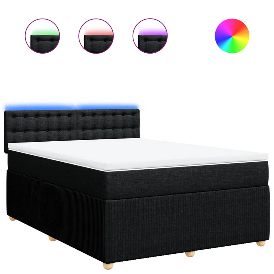 Boxspring met matras stof zwart 140x200 cm