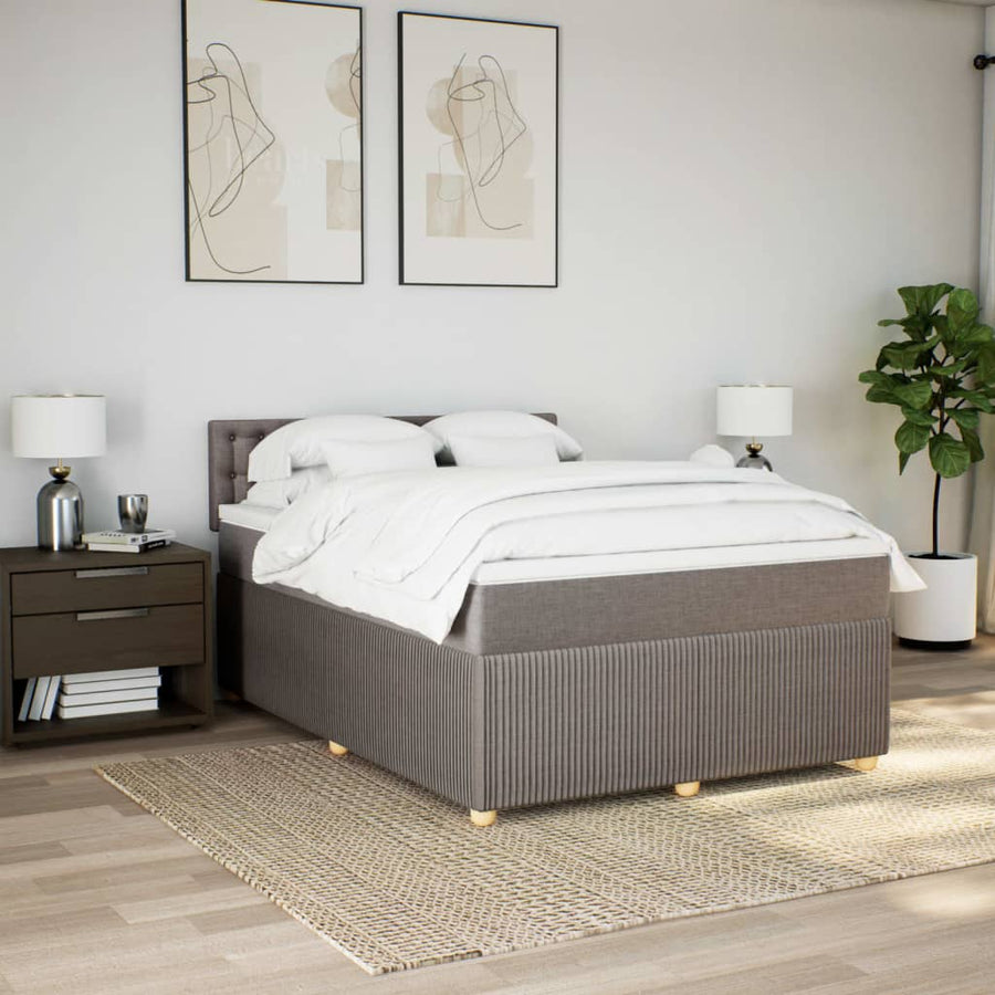 Boxspring met matras stof taupe 140x200 cm