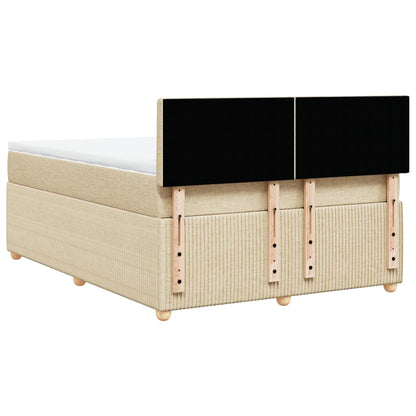 Boxspring met matras stof crèmekleurig 140x200 cm