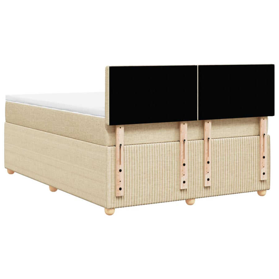 Boxspring met matras stof crèmekleurig 140x200 cm