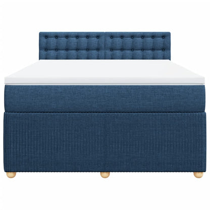 Boxspring met matras stof blauw 140x200 cm