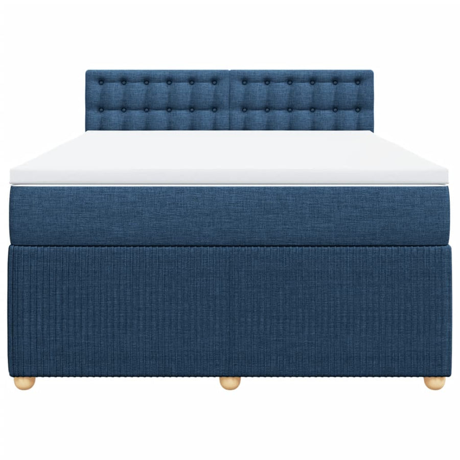 Boxspring met matras stof blauw 140x200 cm