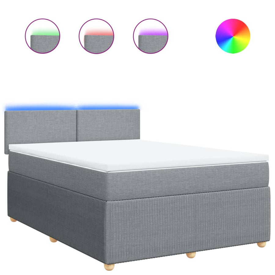 Boxspring met matras stof lichtgrijs 160x200 cm
