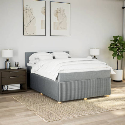 Boxspring met matras stof lichtgrijs 160x200 cm