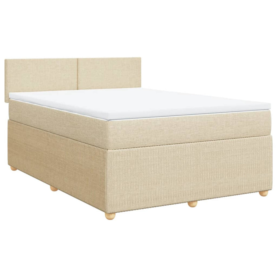 Boxspring met matras stof crèmekleurig 160x200 cm