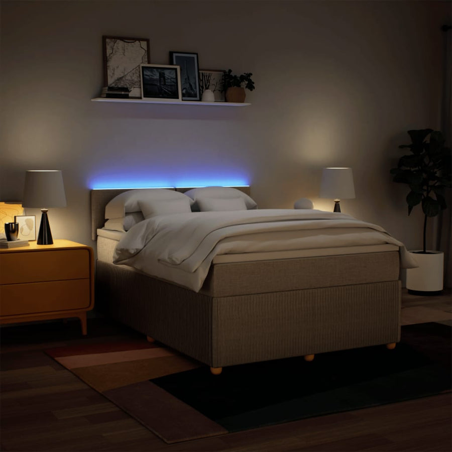 Boxspring met matras stof crèmekleurig 160x200 cm