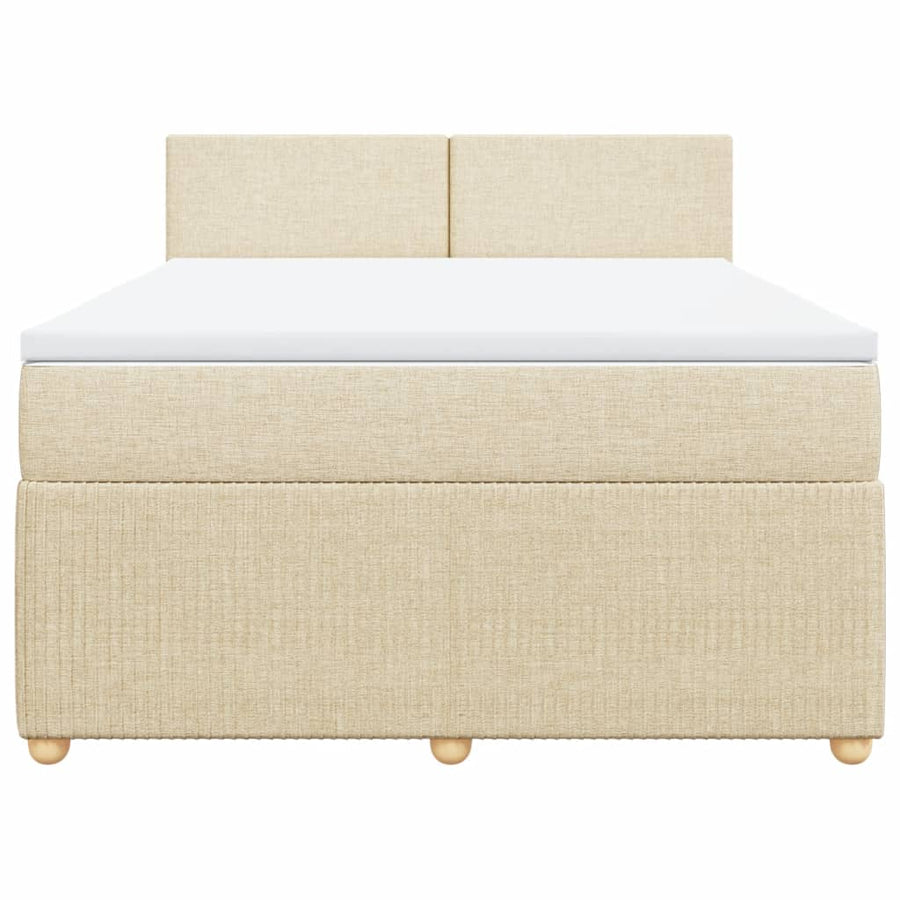 Boxspring met matras stof crèmekleurig 160x200 cm