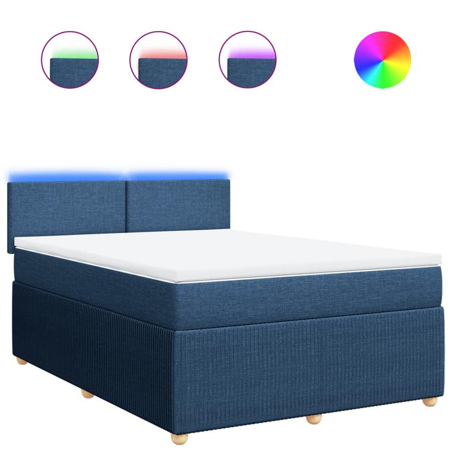 Boxspring met matras stof blauw 160x200 cm