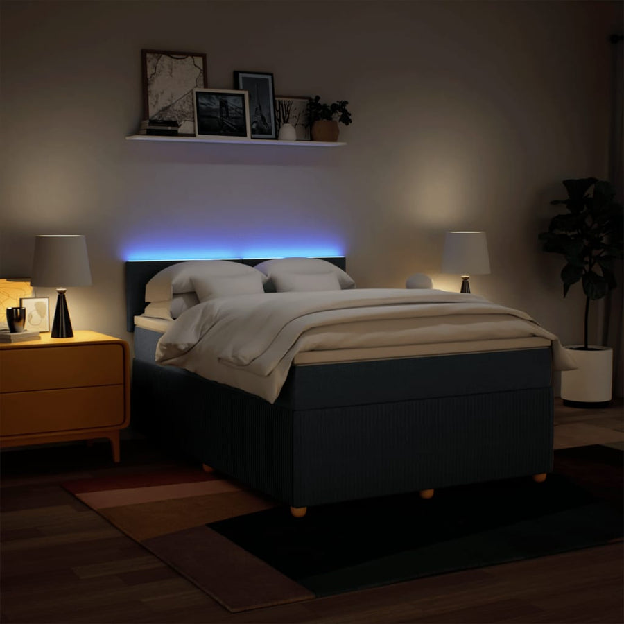 Boxspring met matras stof blauw 160x200 cm