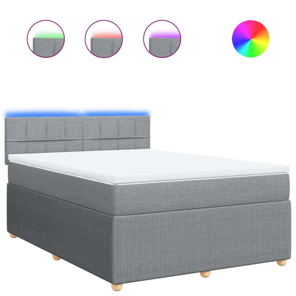 Boxspring met matras stof lichtgrijs 160x200 cm