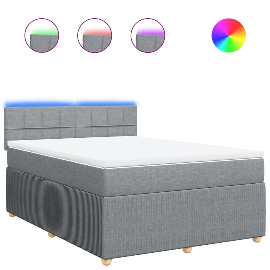 Boxspring met matras stof lichtgrijs 160x200 cm